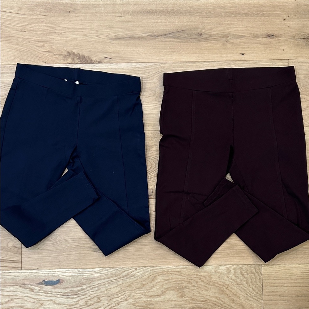 Matty M | Women's Navy and Maroon Leggings (Size Large)